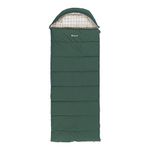 Outwell Camper Sleeping Bag – 3-4 Season Polycotton Camping Sleeping Bags Ultra Comfortable with Removable Pillow & Zip-Off Hood - For Camping, Campervan, Indoor & Outdoor (Camper Prime (Green))