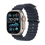 Apple Watch Ultra 2 [GPS + Cellular 49 mm] Smartwatch, Sports Watch with Natural Titanium Case with Navy Ocean Band. Fitness Tracker, Precision GPS, Action Button, Bright Retina Display