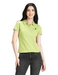 U.S. POLO ASSN. Women's Solid Pique Polo Shirt (UWAW23TSH032_Green_XL)