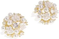 JeanBeau Gold CZ Pearl Stud Earring