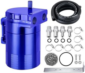 EVIL ENERGY Oil Catch Can, 300ML Baffled Oil Can, Universal Aluminum Air Oil Separator Breather Tank with 3/8" ID 5FT NBR Fuel Hose Kit