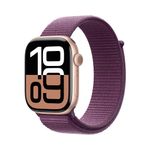 Apple Watch Series 10 GPS 42 mm Smartwatch with Rose Gold Aluminium Case with Plum Sport Loop - One Size. Fitness Tracker, ECG App, Always-On Retina Display, Carbon Neutral