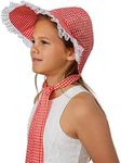 Skeleteen Colonial Pioneer Womens Bonnet - Revolutionary War Red and White Gingham Pilgrim Women Bonnets Sun Hats Dress Up Costume Accessories