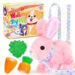 Tagitary Plush Toys Bunny Toys for Kids with Sounds,Can Walk,Wiggle Ears,Twitch Mouth and Nose,Hopping Interactive Electronic Rabbit Toys with Leash,Easter Christmas Birthday Gift for Toddlers Kids