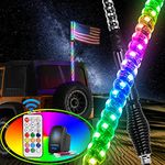 Nilight 1PC 4FT Spiral RGB Led Whip Light with Spring Base Chasing Light RF Remote Control Lighted Antenna Whips for Can-Am ATV UTV RZR Polaris Dune Buggy Offroad Truck, 2 Years Warranty