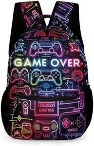 KOYI Backpack for Boys Gamer Backpack, Neon Video Game Backpack for Boys, Game Controller Boys Backpack, Kids Gaming School Backpack Boys, Gaming Travel Laptop Backpack, 16.5", Neon Video Game, One