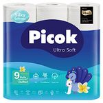 Picok Ultra Soft Toilet Tissue Paper 9Rolls (25m long, 3Ply, 219 pulls), Silky Touch, Floral & Breezy Delicate Fragrance, Made in Korea