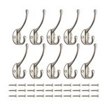 Bosdontek 10 Pcs Modern Coat Hooks Wall Hooks Clothes Hat Hooks Robe Hooks Wall Mounted Hook for Aisle Entryway Garage