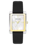 Anne Klein Women's Leather Strap Watch, Black/Two Tone, AK/2707TTBK