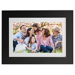 Brookstone PhotoShare Smart Digital Picture Frame, WiFi, HD, Family Photo Album Slideshow, Tabletop End Table, Home Décor, 10”, Classic Black