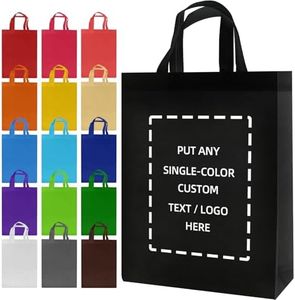 BONDUN 50 PCS Reusable Carry Bags,Custom Tote Bags with Logo Text or Image, Personalised Non-Woven Shopping Bags for Business (25 x 35 x 10 cm)