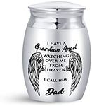 SBI Jewelry Dad Father Guardian Angel Small Cremation Urn for Ashes Papa Daddy Men Dad Stainless Steel Memorial Holder for Ash Watching Over Me from Heaven Stainless Steel 1.6"