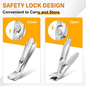 DRMODE Nail Clippers for Thick Nails – Wide Opening, Angled Head, Heavy Duty Trimmer for Seniors, Men & Women