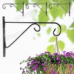 Sharpex Wall Mounted Metal Bracket | Decorative Wall Hook Plant Hanger for Hanging Pots, Bird Feeders, Flower Baskets, Planters, Lanterns, Lamps, and Wind Chimes for Indoor/Outdoor Use (Black, 4 Pc)