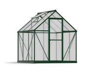 Palram Canopia Mythos 6X6 Greenhouse - UV - Protected Polycarbonate Roof & Aluminium Frame - Includes Base Frame - Green, 6 x 6