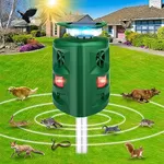 Solar Animal Repeller, 360°Ultrasonic Animal Repeller, Cat Repellent Outdoor, Dog Repellent, Motion Sensor & Flashing Light, Repel Dogs, Deer, Fox, Raccoon, Skunk, Rabbit, Squirrels, Coyote Deterrent