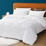 Oaken-Cat 100% Cotton Cover Down Alternative Comforter King - All Season Ultra-Soft Cloud Breathable Plush Microfiber Comforter Duvet, (104x88, White)