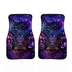 Biyejit Galaxy Owl Print Car Floor Mats Carpet for Sedan SUV Truck Universal-fit Front Seat Rug 2pc All Weather Liners Protection Heavy-Duty