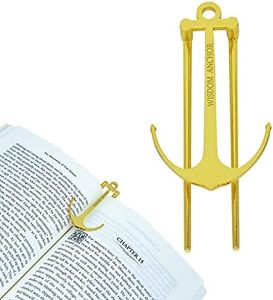 Anchor Page Holder for Hands Free Reading Book Opener Reader Gift Metal Portable Music Recipe Book Hardcovers Paperbacks Magazines Clip Accessories, Gold