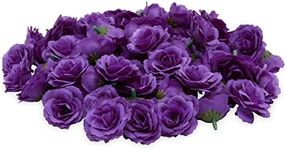 Bright Creations 75 Pack Purple Flowers for Crafts 2 Inch Stemless Silk Cloth Roses for Bridal Shower, Wedding Receptions, Faux Bouquets - Purple Flowers for Centerpieces - Purple Flowers Artificial