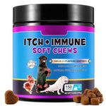HUALIJIA Dog Allergy Relief Treats(150 Chews), Itch and Immunity Treats for Dogs - Soothe Itchy Skin, Paws, Eyes, Ears - Stop Itching, Licking, Scratching for All Breeds and Sizes, Peking Duck Flavor