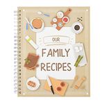 Family Recipe Book To Write In, Spiral Bound DIY Make Your Own Cookbook with 90 Pages (Blank ,16.5 x 21 cm)