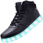 Padgene Women's Men's LED Lights Up Trainers Unisex Luminous Flashing Shoes USB Charging Lace Up Couples Boots Gift for Party Dance Halloween Christmas New Year Black