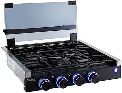 RecPro RV Built In Gas Cooktop | 3 Burners | RV Cooktop Stove | 6,500 and 8,000 BTU Burners | Cover Included