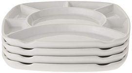 Trudeau White Stoneware Square Fondue Plates - Set of 4