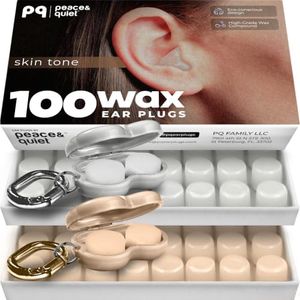 Peace&Quiet PQ 100 Wax Ear Plugs for Sleeping - Silicone Wax Earplugs for Sleeping and Swimming, Gel Ear Plugs Noise Cancelling, Sleeping Earplugs, Sound Blocking (100 Pillows), White/Beige