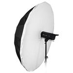 Fotodiox Pro 60in Parabolic Silver Reflective Umbrella Kit with Diffusion Cover - 16-Rib Black/Silver Photographic Umbrella