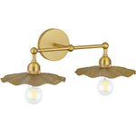 PASSICA DECOR Hardwired 2 Head Wall Sconce Indoor Wall Light Antique Brass 2-Lights with Flower Shade Wall Lighting Fixture for Bathroom Vanity Kitchen Sink Bedrroom Living Room Farmhouse