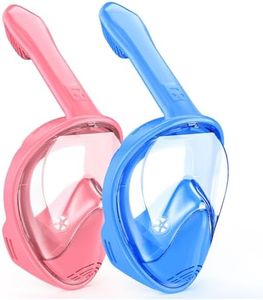 Kids Snorkel Mask Full Face, Snorkeling Gear for Kids 2-14 with Camera Mount, 180 Degree Panoramic View Snorkeling Set Anti-Fog Anti-Leak (Blue Pink)