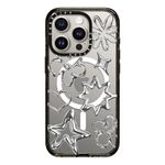 CASETiFY Impact Case for iPhone 15 Pro [4X Military Grade Drop Tested / 8.2ft Drop Protection/Compatible with Magsafe] - Chrome Doodles - Clear Black