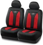 Skechers Memory Foam™ Car Seat Covers, Hexcomb Breathable Thick Seat Covers Two Front Seat Covers, Airbag Compatible, Automotive Comfort & Protection for Most Cars,Van,Trucks, SUVs (Red)