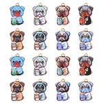 Airssory 30 Pcs Mixed Colors Cute Dog Printed Enamel Alloy Charms Pug Pet Animal with Book Drink Charms for DIY Jewelry Bracelet Earrings Accessory