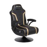 X Rocker Trident 2.1 Bluetooth Pedestal Chair - Immersive Audio with Speakers & Subwoofer - Ergonomic Design for Hours of Comfortable Entertainment - Adjustable Chair Base - Black/Gold