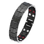 COOLSTEELANDBEYOND Mens Black Steel Energy Link Bracelet, Free Link Removal Kit(CA)