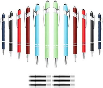 12 Pack Ballpoint Pen with Stylus Tip,Capacitive Stylus Pens, 2 In 1 Rubberized Soft Touch | Pastel Colors | Ballpoint Pen with 20 Refills, a Variety of Color Pens