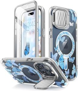 i-Blason Cosmo Mag for iPhone 15 Pro Max Case with Camera Cover Stand, [Compatible with MagSafe] Slim Stylish Full-Body Protective Case with Built-in Screen Protector (Bluefly)