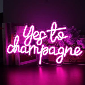 Dracey Pink Champagne Neon Sign, 16.1 * 9.4in, Crystal & Metal, Wall Mount, Indoor Neon Sign for Kitchen, Business, Man Cave, Bar, Party Game, Bedroom Decor