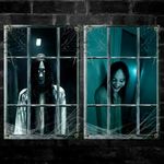 Yigney 2 Pcs Scary Halloween Window Decorations Female Ghost Window Door Cover Haunted Halloween Curtains Silhouette Decor for Outdoor Indoor (Female Ghost 1)