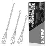 Walfos Mini Whisk,304 Stainless Steel Small Whisk, 5+7+10in Tiny Whisk for Whisking, 5.7in Long-Handle Silver Espresso Whisk, Blending Ingredients, Mixing Sauces. Ideal for Commercial & Home Use.