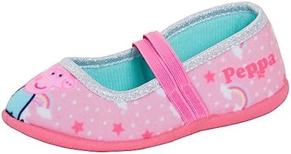 Peppa Pig Girls Slippers Kids Elastic Strap Ballet Pumps House Shoes, Pink, 11 US