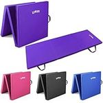 Lions Tri Folding Exercise Yoga Mat Fitness Pilates Physio Crash Water Proof Gym Workout Camping Non Slip (Purple)