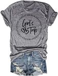 Qbily Girl's Weekend Shirt Matching Bestie Friends Vacation Trip Party Graphic Tees Tops for Women, Grey, Medium