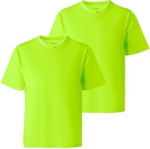 ProtectX 2-Pack High Visibility Short Sleeve T-Shirts for Men, Comfortable Cotton Blend Men's Athletic Shirt, lime Green - Large