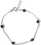 MYSTIC JEWELS by Dalia - 19cm Silver Evil Eye Bracelet - Gift (Navy Blue)