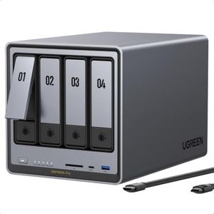 UGREEN NAS DXP4800 Pro 4-Bay Desktop Network Attached Storage, Intel Core i3-1315U 6-Core CPU, 8GB DDR5 RAM, Built-in 128GB SSD, 1x 10GbE, 1x 2.5GbE, 2X M.2 NVMe Slots, 4K HDMI (Diskless)