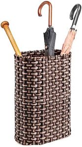 PEMAR Wicker Umbrella Holder Indoor Outdoor, Hand Woven Umbrella Stand Decorative Umbrella Rack for Home, Entryway Rustic Farmhouse Multipurpose Narrow Tall Basket (Brown)